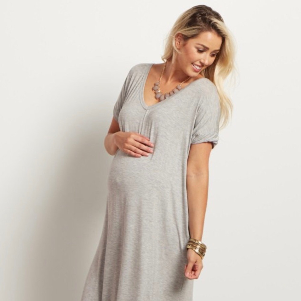 Short sleeve Maternity Maxi Dress